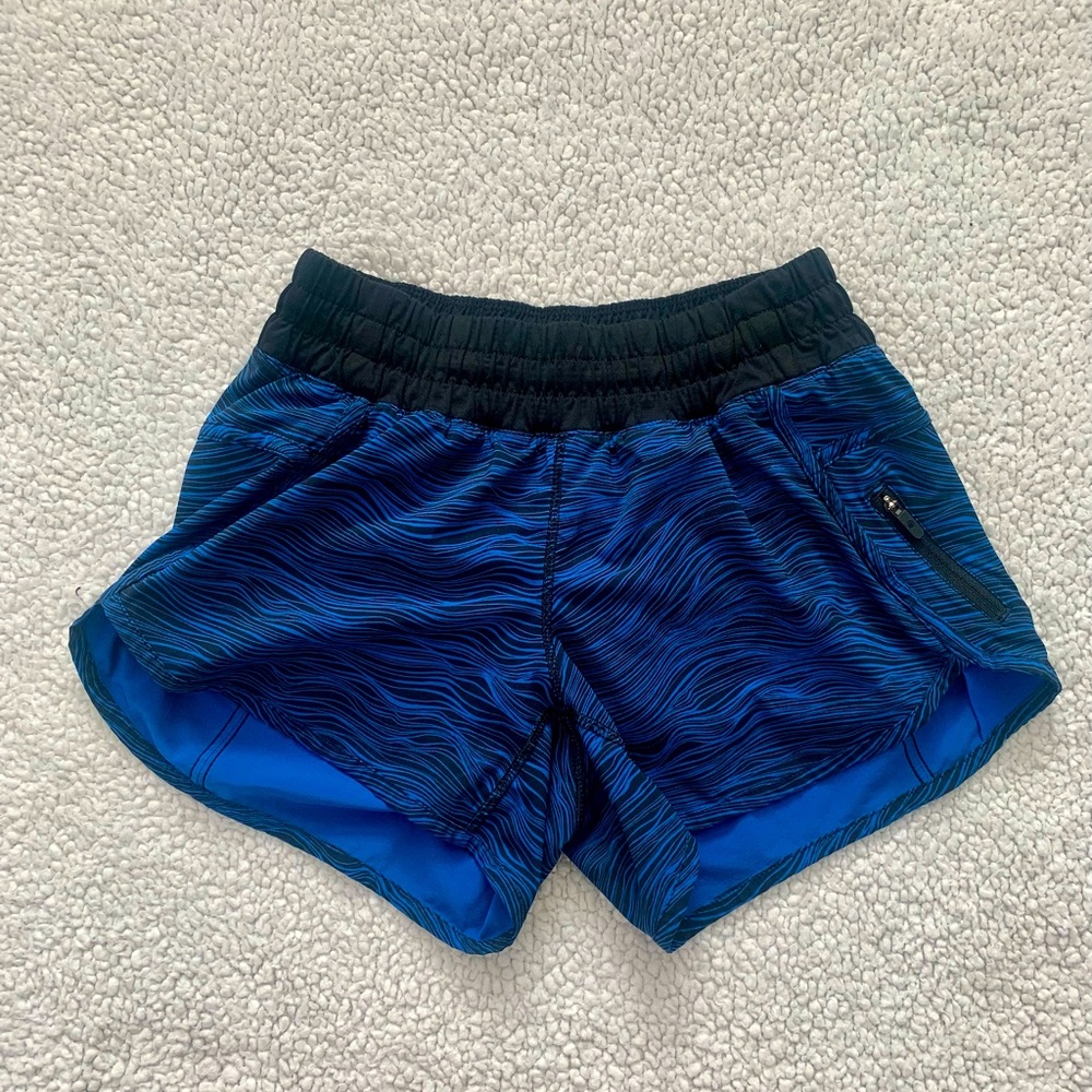 Lululemon Athletica Tracker Low-Rise Lined Short 4”, Size 4 Cerulean Blue/Black